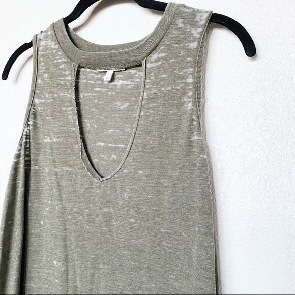 Lucky Brand Army Green Burnout Cutout Tank Size Small - Picture 2 of 8